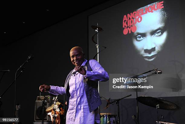 Singer Angelique Kidjo performs at the Apple Store Soho on March 30, 2010 in New York City.