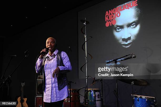 Singer Angelique Kidjo performs at the Apple Store Soho on March 30, 2010 in New York City.