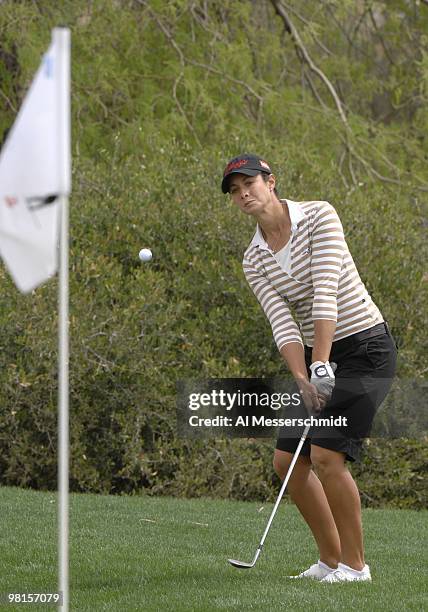 Laura Diaz chips into the fourth green during the third round of the 2007 Safeway International at Superstition Mountain Golf and Country Club March...