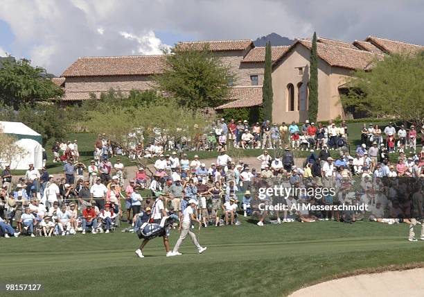 Loren Ochoa walks up the ninth fairway with the clubhouse in the background and a four-stroke lead during the third round of the 2007 Safeway...