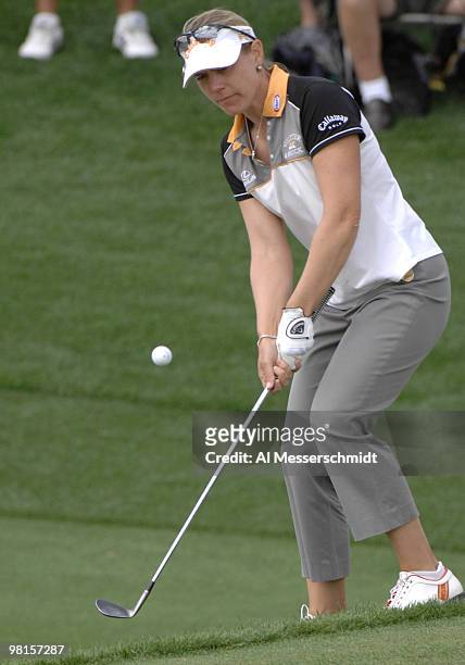 Annika Sorenstam chips into the fourth green during the third round of the 2007 Safeway International at Superstition Mountain Golf and Country Club...