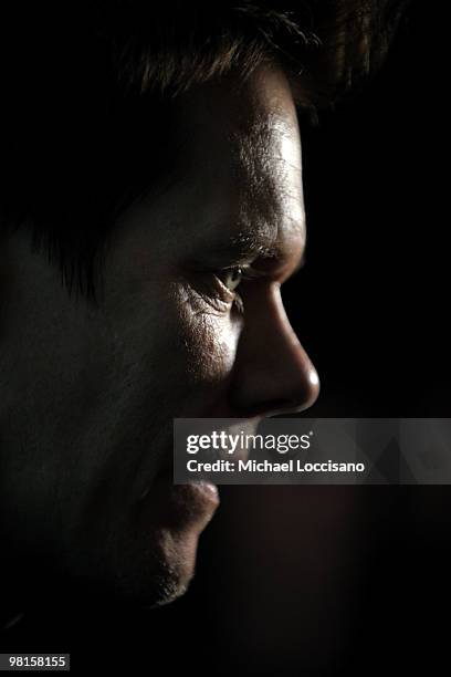 Actor Kevin Bacon is interviewed during The Darker Side of Green climate change debate at Skylight West on March 30, 2010 in New York City.