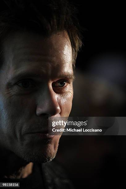 Actor Kevin Bacon is interviewed during The Darker Side of Green climate change debate at Skylight West on March 30, 2010 in New York City.