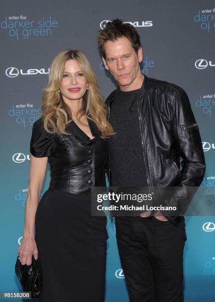 Actors and husband and wife Kyra Sedgwick and Kevin Bacon attend The Darker Side of Green climate change debate at Skylight West on March 30, 2010 in...