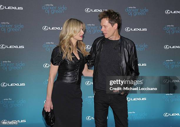 Actors and husband and wife Kyra Sedgwick and Kevin Bacon attend The Darker Side of Green climate change debate at Skylight West on March 30, 2010 in...