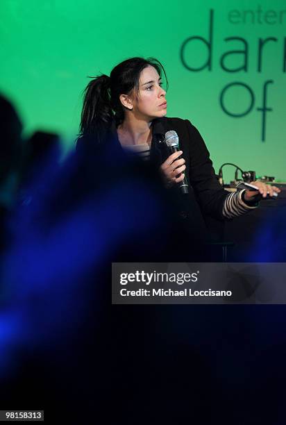 Actress Sarah Silverman moderates The Darker Side of Green climate change debate at Skylight West on March 30, 2010 in New York City.