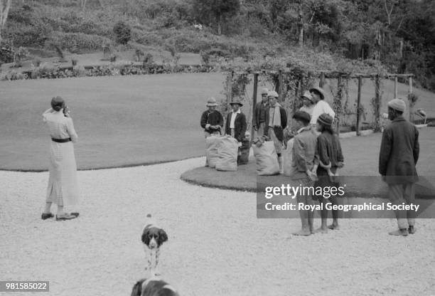 Team members preparing for photographs in Gangtok, India, 30 May 1935. Mount Everest Expedition 1935.