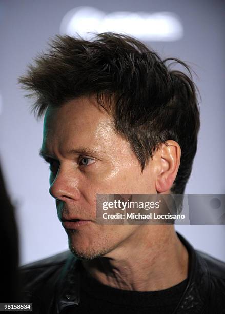 Actor Kevin Bacon is interviewed during The Darker Side of Green climate change debate at Skylight West on March 30, 2010 in New York City.