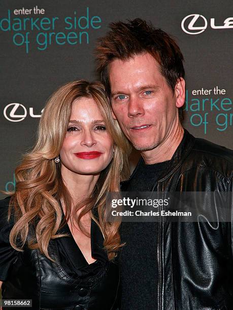 Actors and wife and husband, Kyra Sedgwick and Kevin Bacon attend the Darker Side of Green Climate Change Debate at Skylight West on March 30, 2010...