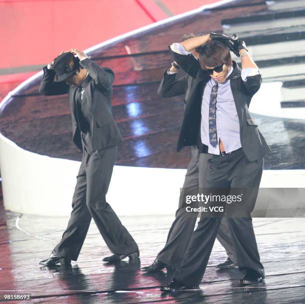 South Korean star, Rain performs during the Bund International Music Festival at the Bund on March 30, 2010 in Shanghai of China.