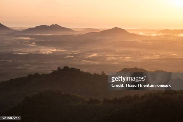 landscape with hills at sunrise, hat yai, songkhla, thailand - hat yai stock pictures, royalty-free photos & images