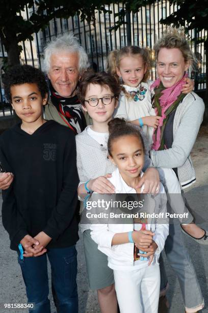 Jean-Luc Moreau, his wife Mathilde Penin and their children attend the Fete Des Tuileries on June 22, 2018 in Paris, France.