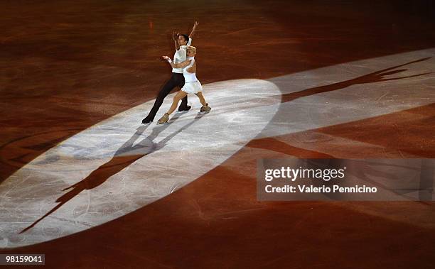 Aliona Savchenko and Robin Szolkowy of Germany participate in the Gala Exhibition during the 2010 ISU World Figure Skating Championships on March 28,...