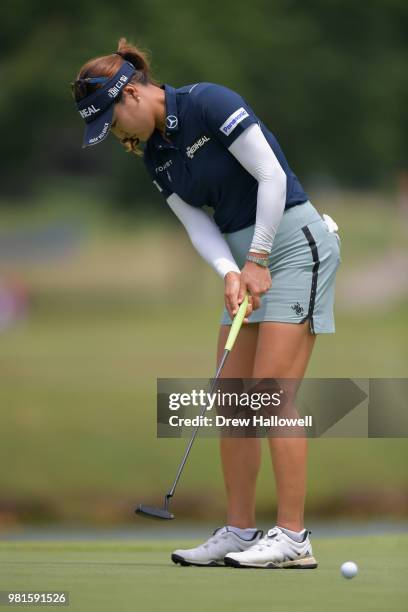 So Yeon Ryu of South Korea putts on the third green during the first round of the Walmart NW Arkansas Championship Presented by P&G at Pinnacle...