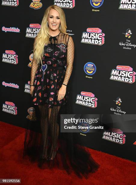 Carrie Underwood arrives at the 2018 Radio Disney Music Awards at Loews Hollywood Hotel on June 22, 2018 in Hollywood, California.