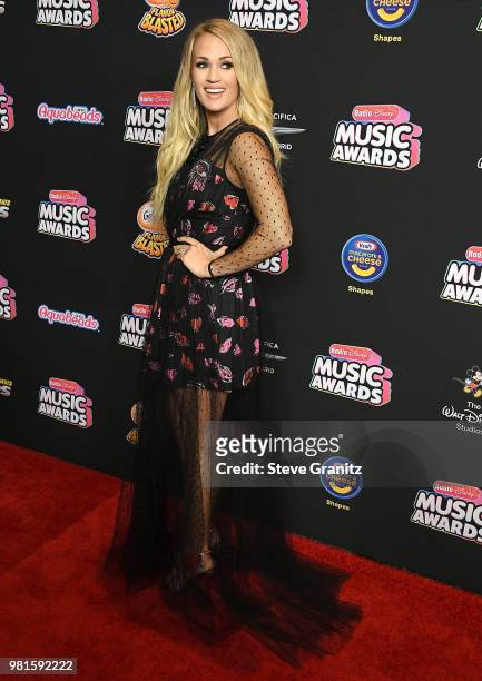 Carrie Underwood arrives at the 2018 Radio Disney Music Awards at Loews Hollywood Hotel on June 22, 2018 in Hollywood, California.