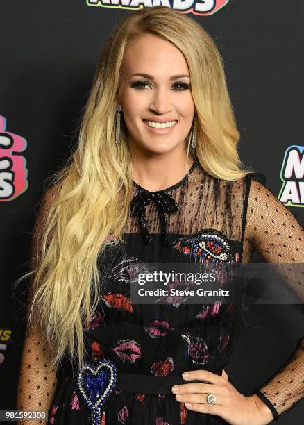 Carrie Underwood arrives at the 2018 Radio Disney Music Awards at Loews Hollywood Hotel on June 22, 2018 in Hollywood, California.