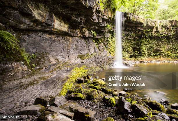 waterfall along the river neath, wales. - neath stock pictures, royalty-free photos & images