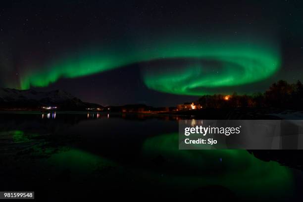 northern lights, aurora borealis over northern norway during winter - sjoerd van der wal or sjo imagens e fotografias de stock