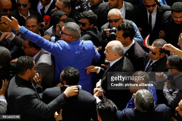 Dpatop - Egyptian Presidential candidate and leader of El-Ghad Party Moussa Mostafa Moussa arrives to cast his vote at a polling station on the 1st...