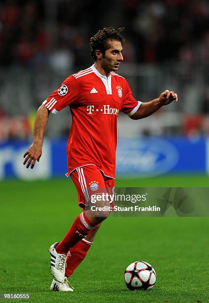 Hamit Altintop of Bayern in action during the UEFA Champions League quarter final, first leg match between FC Bayern Munich and Manchester United at...