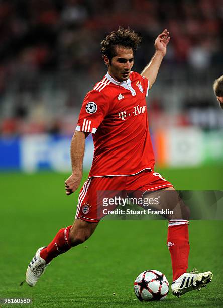 Hamit Altintop of Bayern in action during the UEFA Champions League quarter final, first leg match between FC Bayern Munich and Manchester United at...