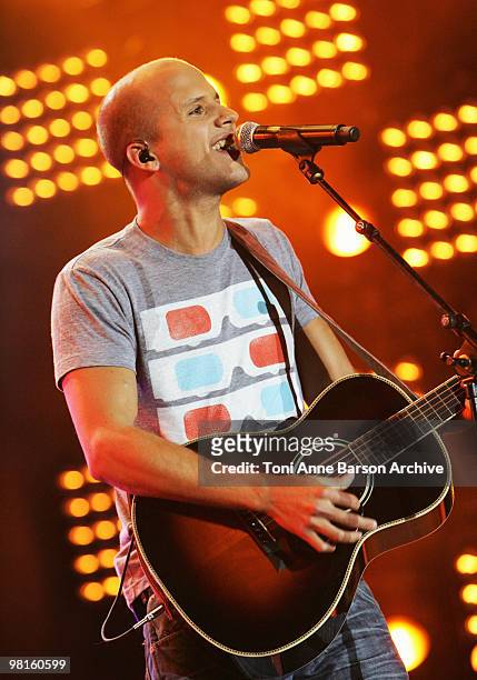 Milow performs at the France 2 Live Show " Fete de la Musique" at the Bagatelle Gardens on June 21 in Paris, France.
