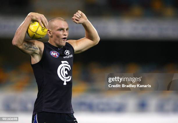 Mitch Robinson during a Carlton Blues AFL training session at The Gabba on March 31, 2010 in Brisbane, Australia.
