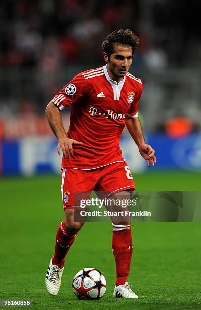 Hamit Altintop of Bayern in action during the UEFA Champions League quarter final, first leg match between FC Bayern Munich and Manchester United at...