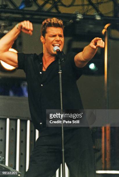Ricky Martin performs on stage at the 'Party in The Park' in aid of The Princes Trust charity, on July 4th, 1999 in London, England.