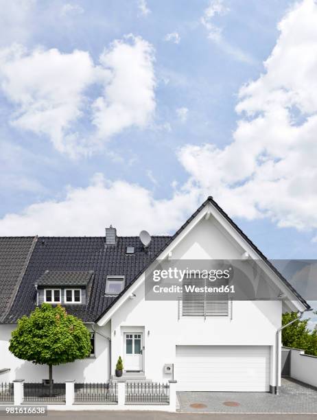 germany, cologne, white new built one-family house - house fence stock pictures, royalty-free photos & images
