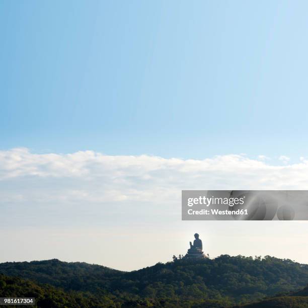 china, hong kong, lantau island, ngong ping, view to tian tan buddha - ngong stockfoto's en -beelden