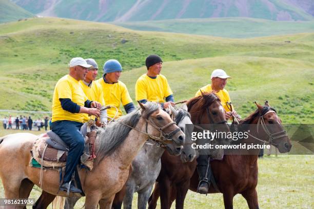 Kyrgyzstan. Osh region. Nomadgames. Goat polo. Yellow team.