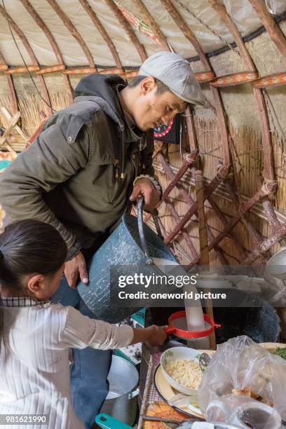 Kyrgyzstan. Naryn region. Kochkor district. Kumis manufacturing.