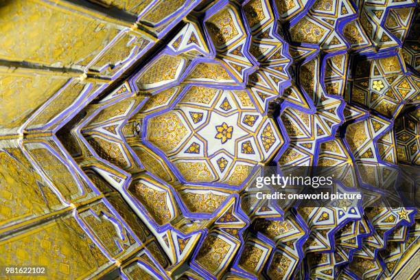 Uzbekistan. Samarkand. Madrasa at Registan in Samarkand. The 3 most famous madrasas in Samarkand are located in the square known as Registan .