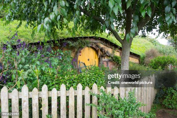 New Zealand. Waikato. Matamata. Home in Hobbiton. Hobbiton. Movie set.