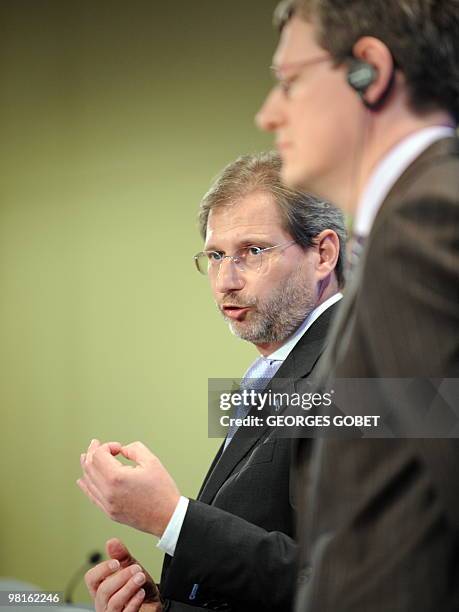 Commissioner for Regional Policy Austrian, Johannes Hahn and EU commissioner for Employment, Social Affairs and Inclusion Hungarian, Laszlo Andor...