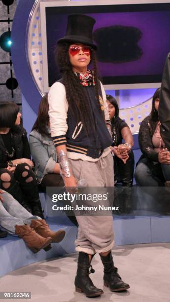 Erykah Badu visits BET's "106 & Park" at BET Studios on March 29, 2010 in New York City.