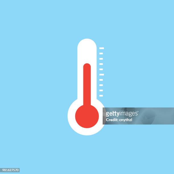 ilustrações, clipart, desenhos animados e ícones de termômetro ícone plana - thermometer