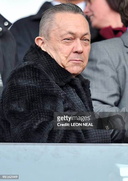 West Ham Chairman David Sullivan pictured before the English Premier League football match between West Ham United and Stoke City at the Boleyn...