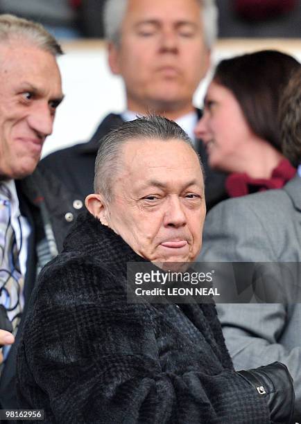 West Ham Chairman David Sullivan pictured before the English Premier League football match between West Ham United and Stoke City at the Boleyn...