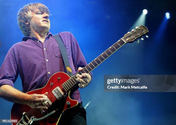 Neil Finn of Crowded House performs on stage during their concert at Enmore Theatre on March 31, 2010 in Sydney, Australia.