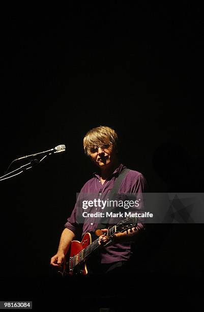 Neil Finn of Crowded House performs on stage during their concert at Enmore Theatre on March 31, 2010 in Sydney, Australia.