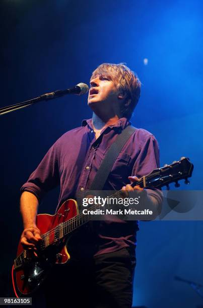 Neil Finn of Crowded House performs on stage during their concert at Enmore Theatre on March 31, 2010 in Sydney, Australia.