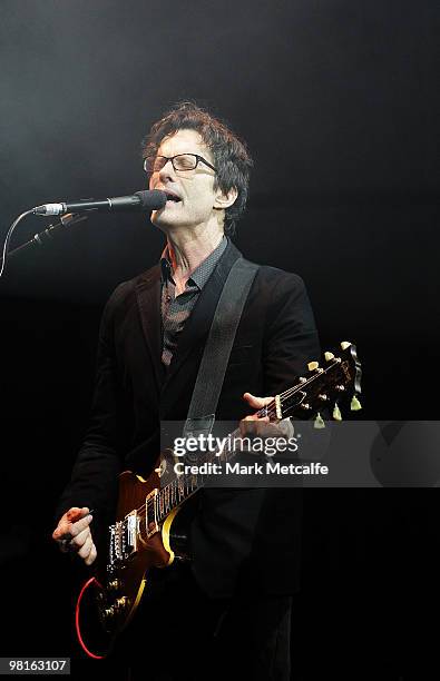 Mark Hart of Crowded House performs on stage during their concert at Enmore Theatre on March 31, 2010 in Sydney, Australia.