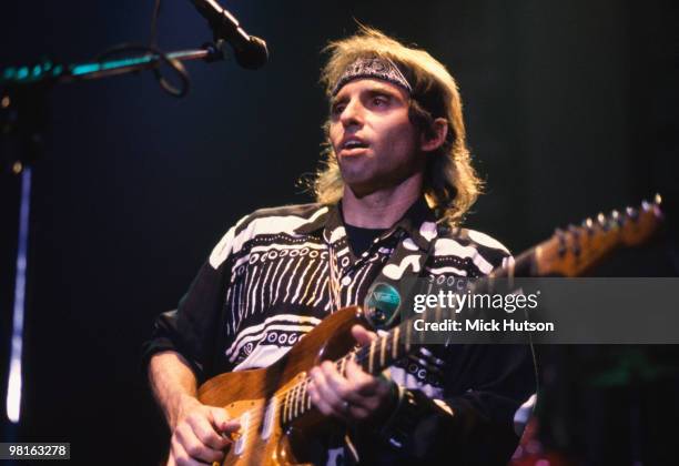 American singer, songwriter and musician Nils Lofgren in concert, 1991.