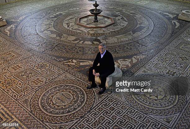 Bob Woodward looks at the reconstruction he built of the Orpheus Pavement at Prinknash Abbey on March 31, 2010 in Gloucester, England. The replica...