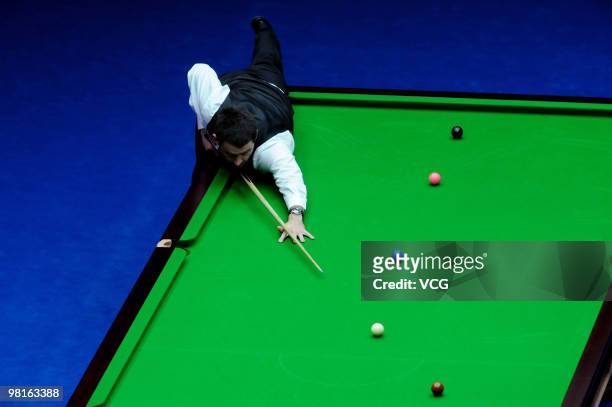 Ronnie O'Sullivan of England in action against Tian Pengfei of China during the 2010 World Snooker China Open at Beijing University Students...