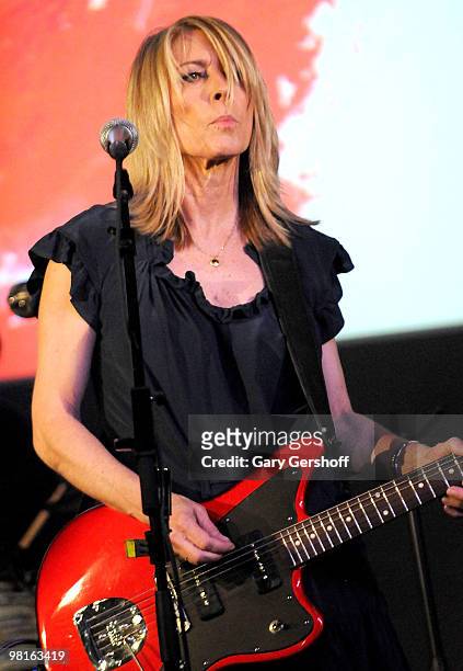 Recording artist Kim Gordon of the band Sonic Youth performs at the Apple Store Soho on June 9, 2009 in New York City.