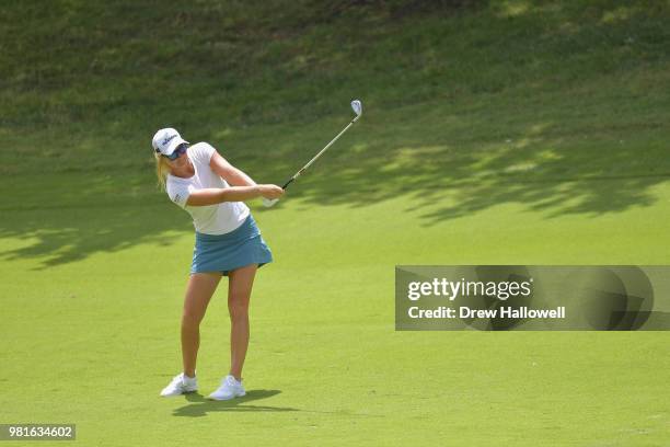 Anna Nordqvist of Sweden plays a shot on the second hole during the first round of the Walmart NW Arkansas Championship Presented by P&G at Pinnacle...